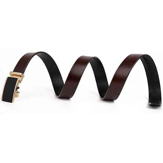 Ремень мужской c золотистой прямоугольной пряжкой Vintage 20260 Коричневый Киев