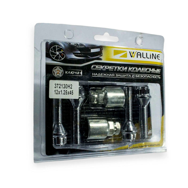 Болт хром 12х45 (ш 1,25) конус, секретки (2ключа) (4шт) колісний Мукачево - фото 1
