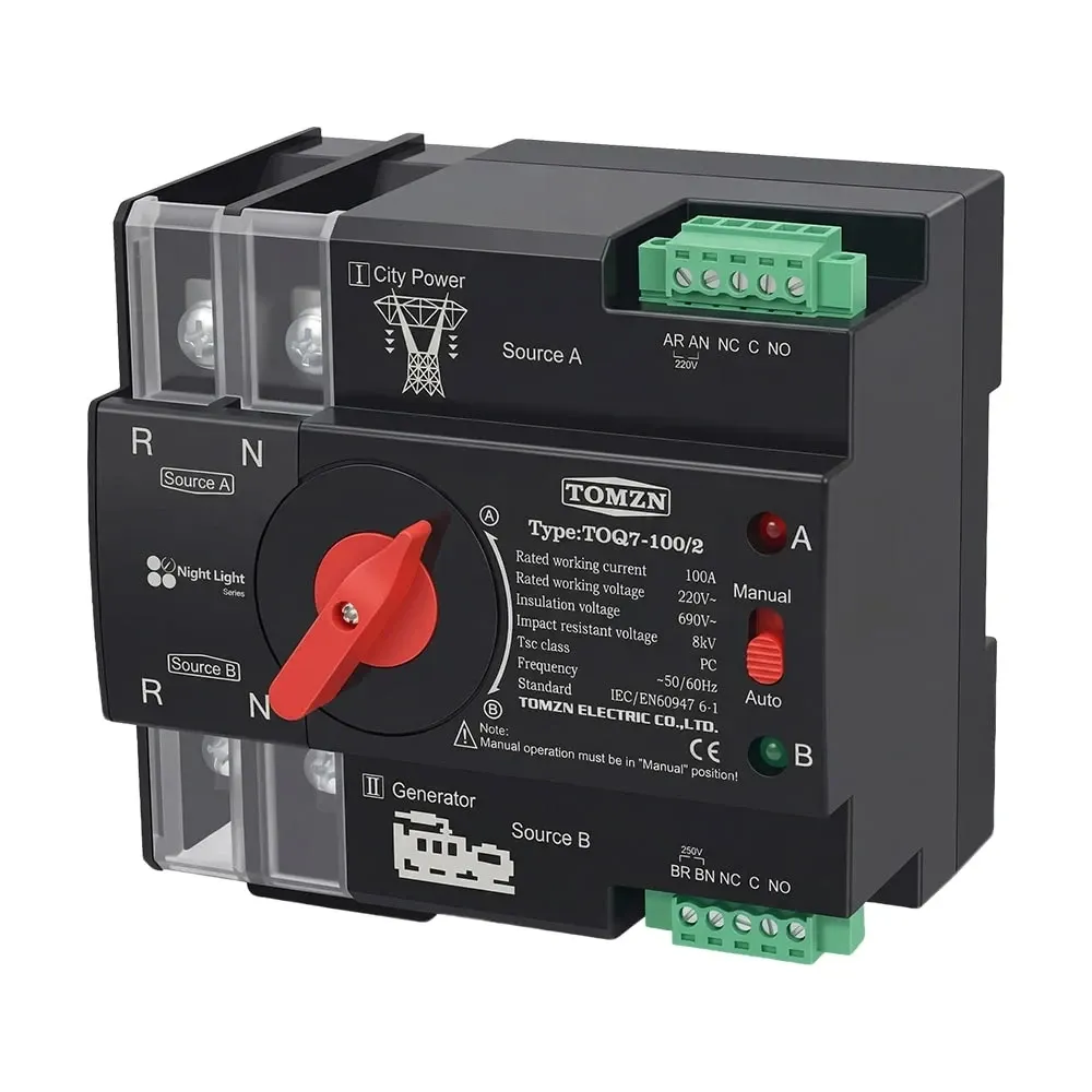 Автоматичний перемикач (АВР) під DIN-рейку TOMZN TOQ7/2P 100A 2 полюси (51-00116) Київ - фото 10