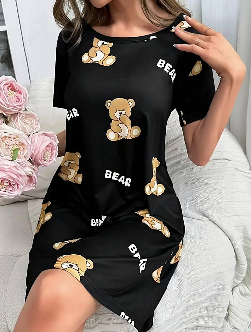 Жіноча повсякденна принтована туніка батал трикотаж Чорний, 52/54 Одеса - фото 2