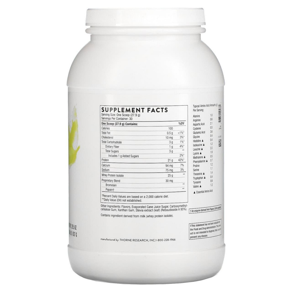 Сывороточный протеин изолят Thorne Whey Protein Isolate 837 г ваниль Киев - изображение 2