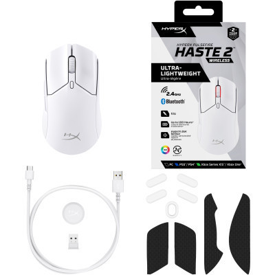 Мышка HyperX Pulsefire Haste 2 Wireless White (6N0A9AA) Винница - изображение 4
