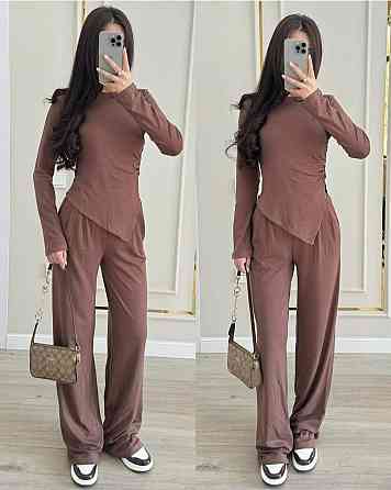 Женский базовый прогулочный костюм двойка: лонгслив и штаны вискоза Мокко, 42/44 Одесса