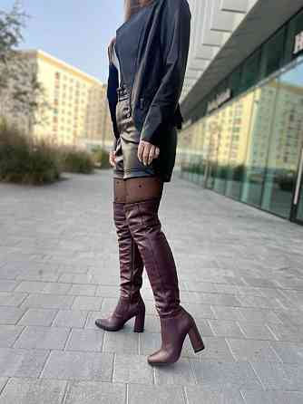 Nivelle Ботфорти жіночі NIVELLE марсала натуральна шкіра висота 50см обхват гомілки 35-37см каб Коломия