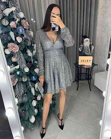 Жіноче святкова блискуча сукня міні з паєтками Сталевий, 52/54 Одеса