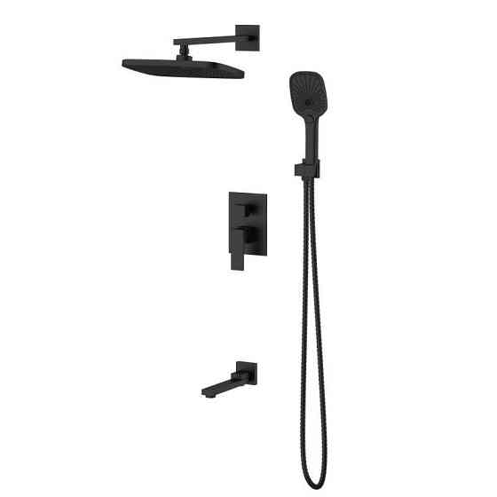 Душова система прихованого монтажу Qtap Gemini на три споживачі QTGEM114BLM45703 чорна/матова Київ