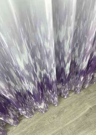 Тюль шифоновая с принтом цвет сиреневый с белым 1760т Киев