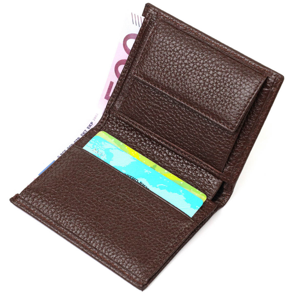 Стильный мужской бумажник небольшого размера из натуральной кожи Коричневый (BOND) Киев - изображение 9