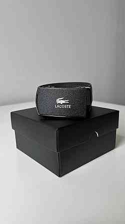 Мужской кожаный ремень пояс Lacoste Лакоста застежка автомат брендовый в подарочной коробкеMasterSem Киев