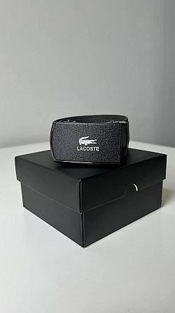 Мужской кожаный ремень пояс Lacoste Лакоста застежка автомат брендовый в подарочной коробкеMasterSem Киев - изображение 1