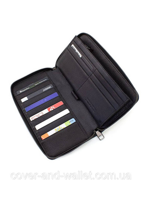 Фирменный кожаный мужской клатч с фактурой под рептилию Marco Coverna 086-5901 Black Киев - изображение 7