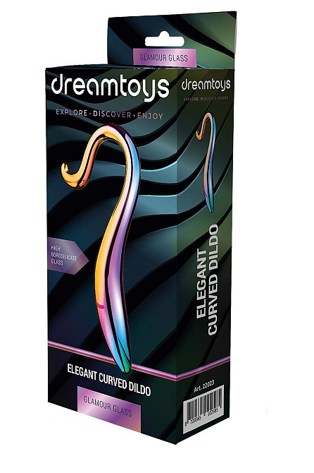 Изогнутый стеклянный фаллоимитатор Dream Toys Glamour Glass, разноцветный Sex Aura Киев - изображение 4