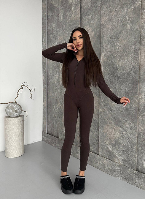 Женский теплый облегающий комбинезон пума Шоколад, 42/44 Одесса - изображение 4