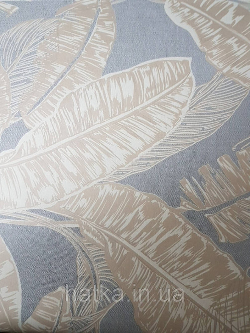 Обои виниловые на флизелине Marburg 82118 Felicita листья папоротника бежевые молочные на сером фоне Киев - изображение 1