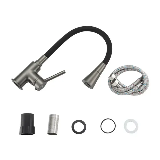 Смеситель для кухни с гибким изливом Frap F4044-9 2 режима, графит/черный Киев