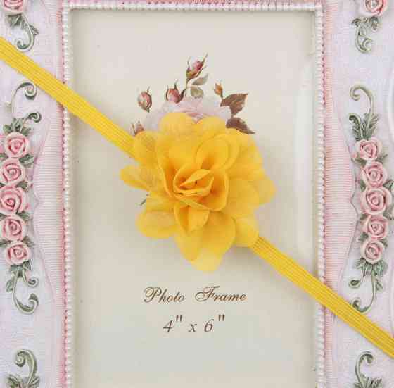 Детская повязка на голову с шифоновым цветком one size желтый Киев