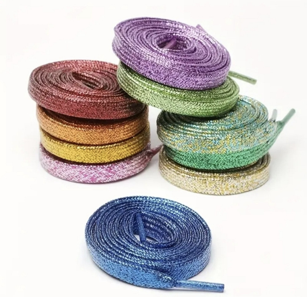 Шнурки блискучі глітерні Зелений Смела - изображение 3