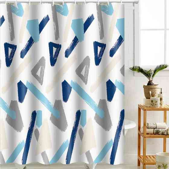 Шторка для ванны из полиэстера водонепроницаемая Bathlux 180x180 см с кольцами, занавеска для ванной комнаты Каменец-Подольский