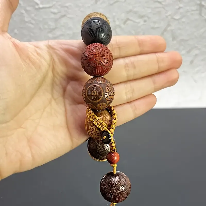 Дерев’яні молитвенні чотки-браслет з різьбленими бусинами – талісман удачі Київ - фото 5