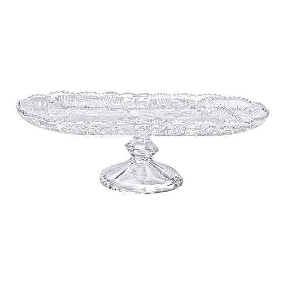 Овальная стеклянная фруктовница на ножке 33.5 см Киев