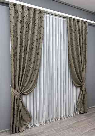 Комплект готових штор VR-Textil Жакард Allure № 1620ш Какао 100х270 см 2 шт (31-991) Київ