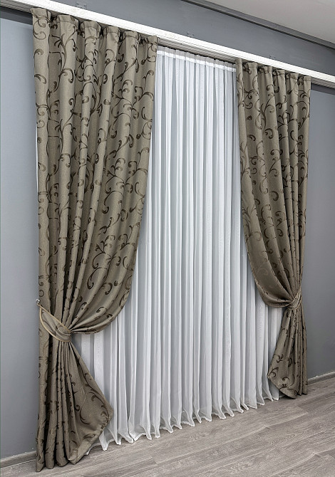 Комплект готових штор VR-Textil Жакард Allure № 1620ш Какао 100х270 см 2 шт (31-991) Київ - фото 3
