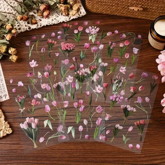 Набор наклеек «Тюльпаны» – 6 листов для декора и скрапбукинга Киев