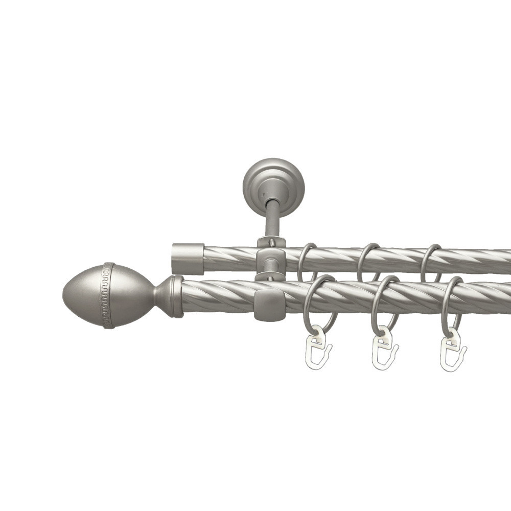 Карниз Orvit Фарже металевий дворядний відкритий скручена труба кільце металеве Сатин 19\16 мм 160 см (00-00023150) Львів - фото 1