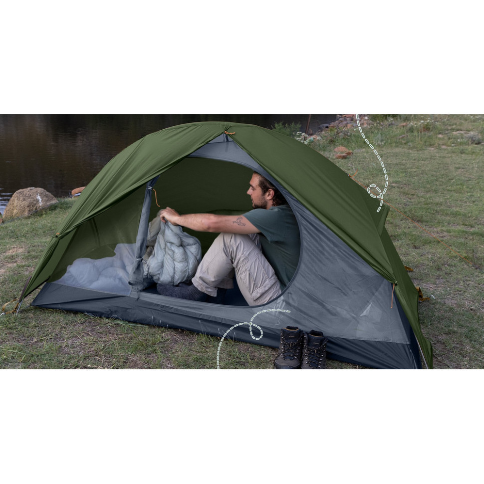 Палатка сверхлегкая одноместная с футпринтом Naturehike Cycling 1 NH18A095-D, 210T, темный зеленый Киев - изображение 5