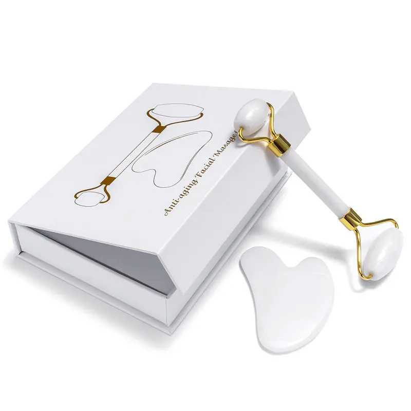 Набір для обличчя з білого нефриту: роликовий масажер і скребок Гуаша Reclaire cosmetics Київ - фото 6