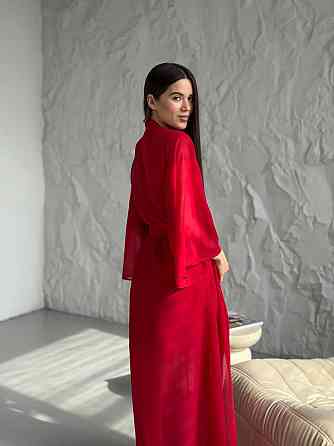 Довгий шифоновий халат Красный S/M Харьков