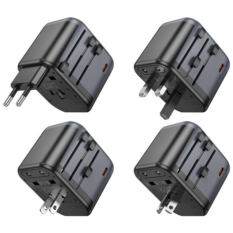 Мережевий зарядний пристрій BOROFONE BAC13 Leader 3-port PD20W(1C2A) universal conversion charger Black Одеса - фото 7