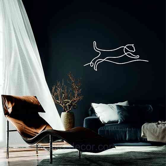 Декоративное настенное 3D Панно «Кот» Декор на стену с объемом 110*50 см, Белый Киев