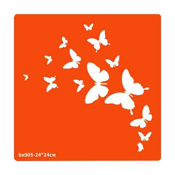 Трафарет для био-тату Бабочки bx005-24*24см, размер 24х24см Винница