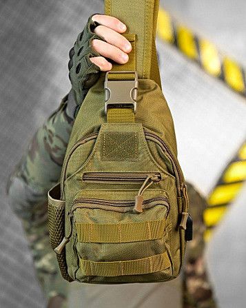 Армейская нагрудная сумка рюкзак с USB портом Защитник coyot ДЛ7536 Киев - изображение 8