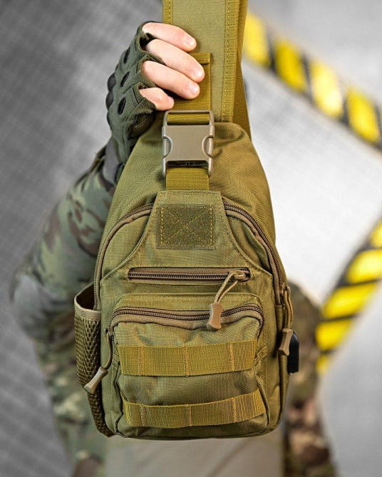 Армейська нагрудна сумка-рюкзак з USB-портом захисник coyot ДЛ7536 Одеса - фото 8