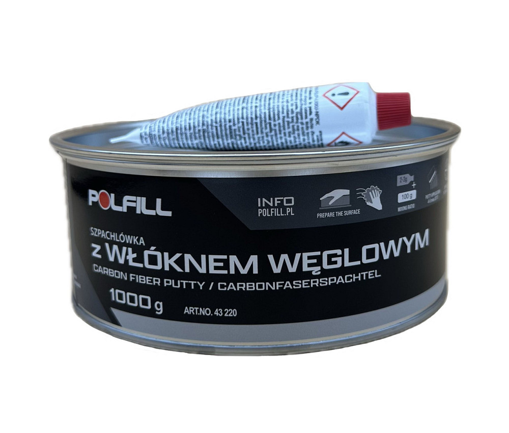 Шпаклівка карбонова (з вуглцевим волокном) "CARBON" + затв. 1кг чорна Polfill Київ - фото 1