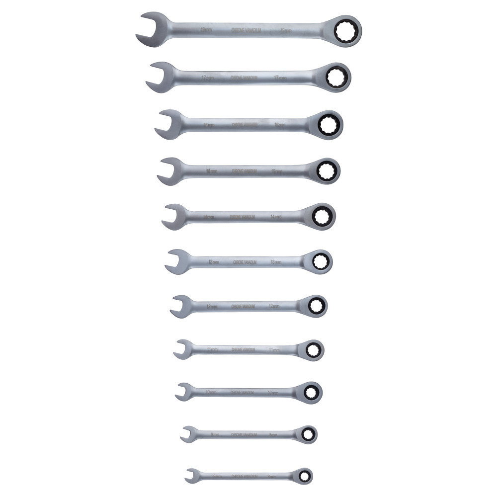 Ключи рожково-накидные с трещоткой 11шт (8-17, 19мм) CrV SIGMA (6010531) Ровно - изображение 3