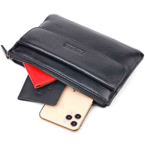 Стильний клатч для чоловіків із натуральної шкіри Чорний (CANPELLINI) Київ