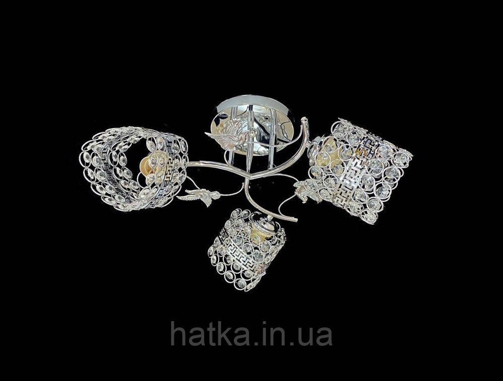 Люстра стельова на 3 плафони VALESO 2407B/3 для спальні та кухні хром Київ - фото 1