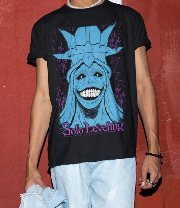 Футболка для хлопчика з аніме принтом Соло Левелінг Сунг Джінвоо оверсайз (зріст від 165 до 180) Чорний AnimeJ0887m Дніпро - фото 2