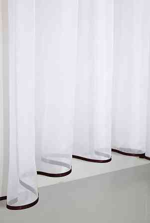 Кухонний комплект VR-Textil № 051к тюль і шторки з підв'язками бордовий з білим 280х170 см (50-437) Київ