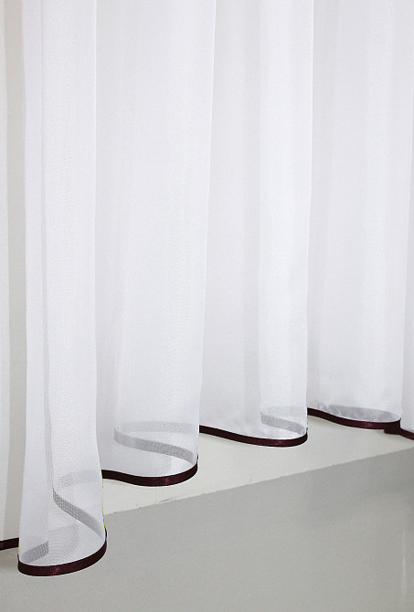 Кухонний комплект VR-Textil № 051к тюль і шторки з підв'язками бордовий з білим 280х170 см (50-437) Київ - фото 5