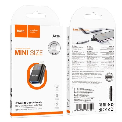 Перехідник OTG USB 3.0 AF to Lightning Black HOCO (6942007647151) Вінниця - фото 2