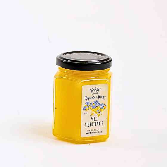 Мед домашний разнотравье, с патриотической наклейкой. Вес – 250 граммов Одесса