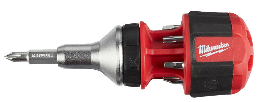 Викрутка з тріскачкою коротка універсальна MILWAUKEE, 8 в 1 (комплект) Одеса - фото 2