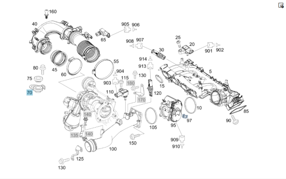 Mercedes-Benz  A2700900341 Кронштейн впускного патрубка CLA C117 CLA Shooting Brake X117 GLA X156 A-class W176 B-class W242 B-class W246 M270 Одесса