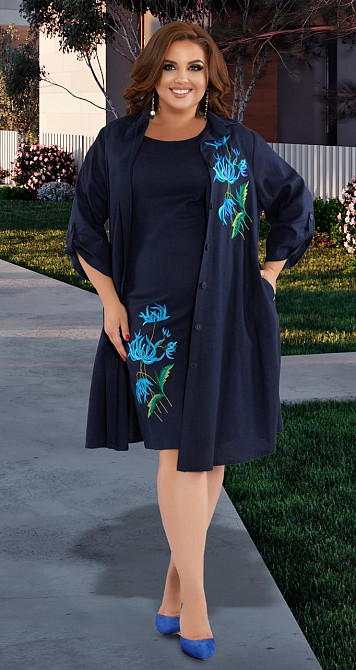 Лляний костюм із вишивкою великого розміру (50) Київ - фото 5