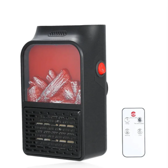 Портативний керамічний обігрівач в розетку на 900 Вт Flame Heater з пультом Д/У та імітацією каміна до 20 кв.м Одеса