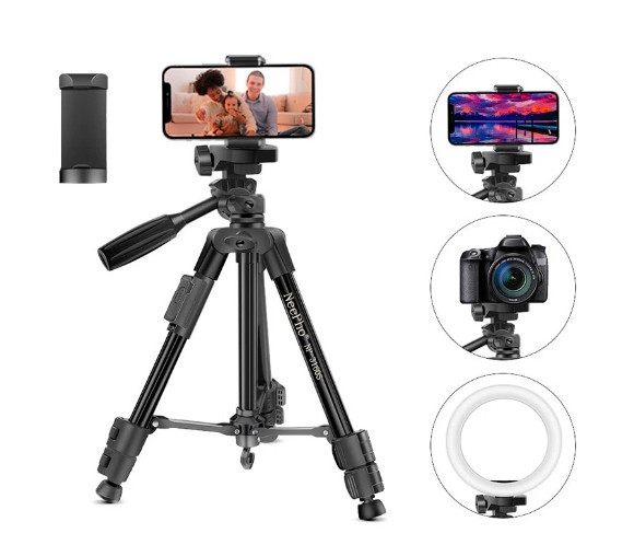 Універсальний штатив NeePho NP-3160S не знімний майданчик + тримач + пульт (30-68.5см) Чорний Вінниця - фото 3